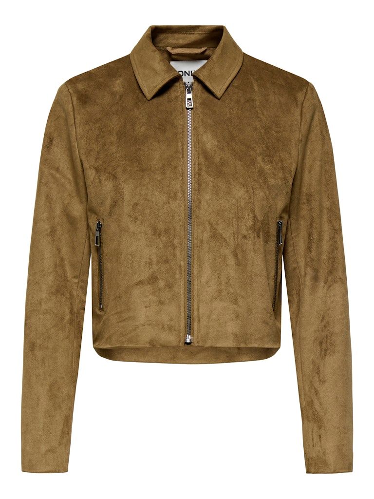 ONLTULIP FAUX SUEDE ZIP JACKET OTW Cognac