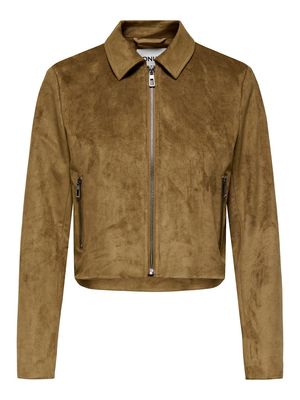 ONLTULIP FAUX SUEDE ZIP JACKET OTW Cognac