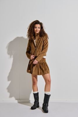 ONLTULIP FAUX SUEDE ZIP JACKET OTW Cognac