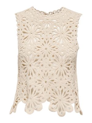 ONLLEILANI S/L EMB TOP WVN Creme