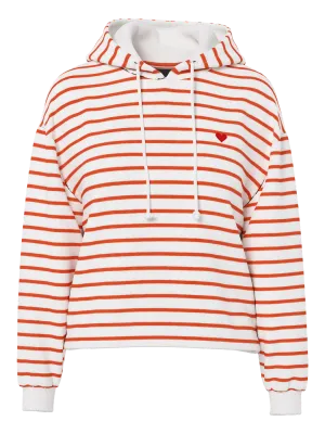 PCCHILLI LS HOODIE STRIPES EMB NOOS Cloud Dancer/TANGERI