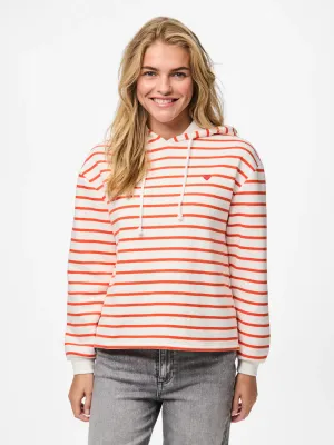 PCCHILLI LS HOODIE STRIPES EMB NOOS Cloud Dancer/TANGERI