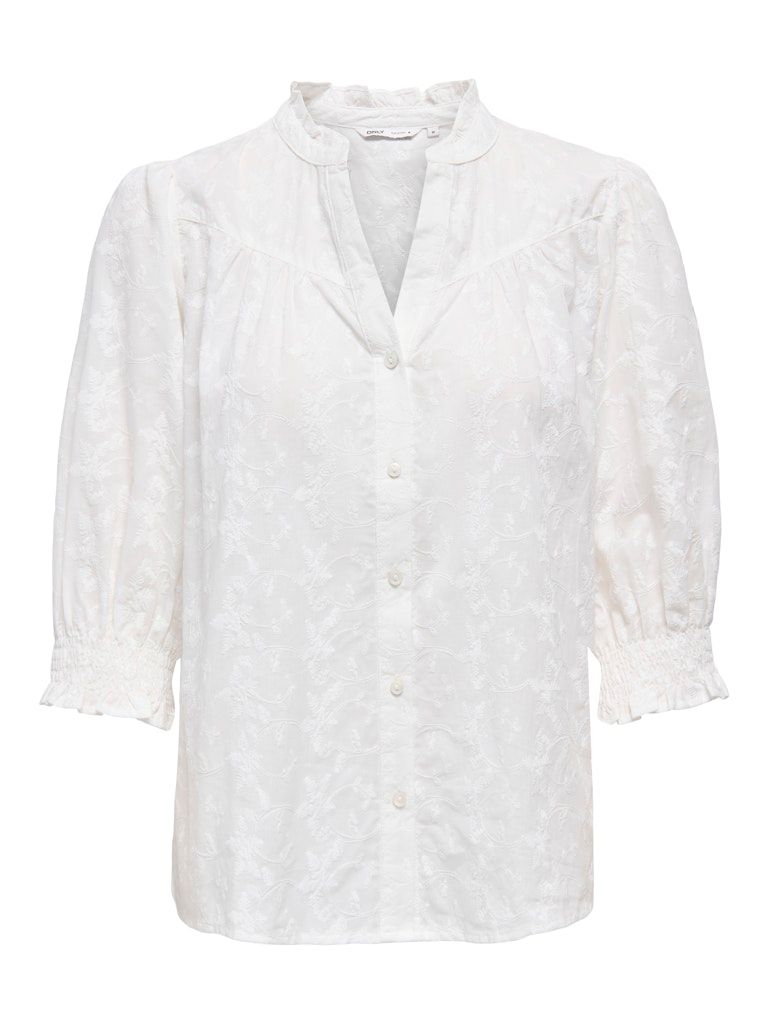 ONLRAYA 3/4 EMBROIDERY SHIRT WVN White/EMB