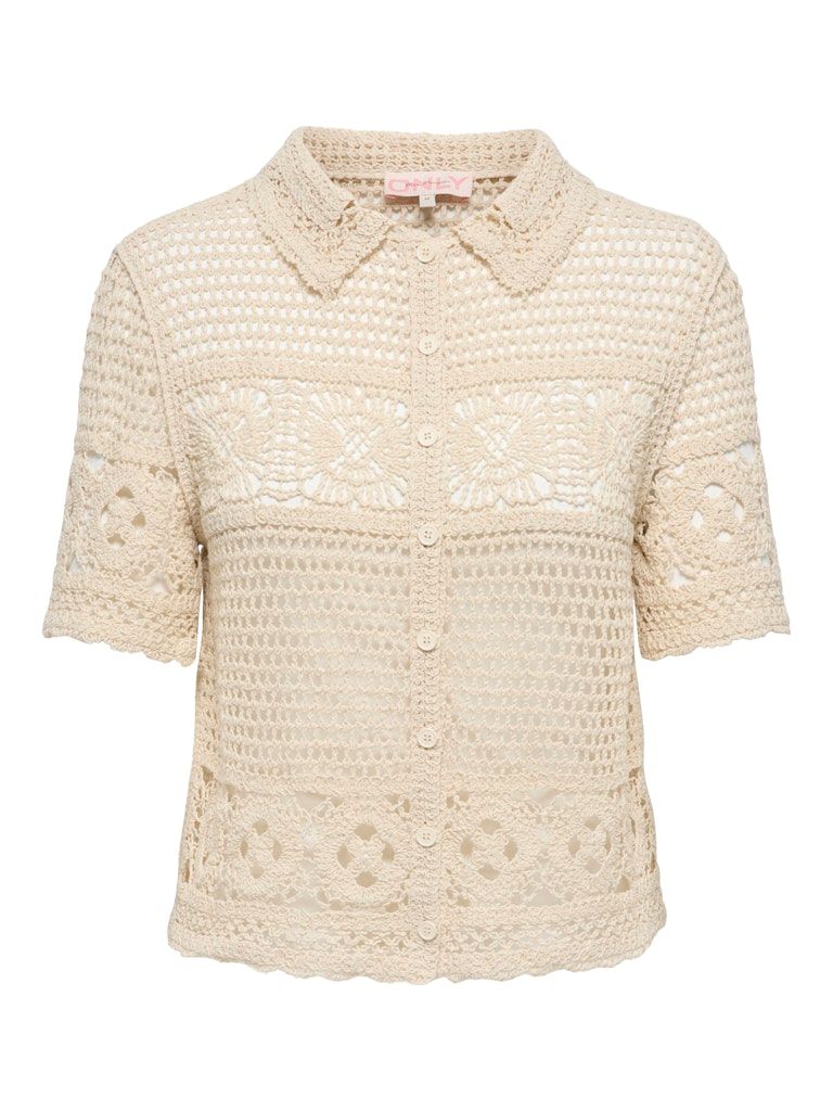 ONLLEILANI S/S EMB TOP WVN EX Creme