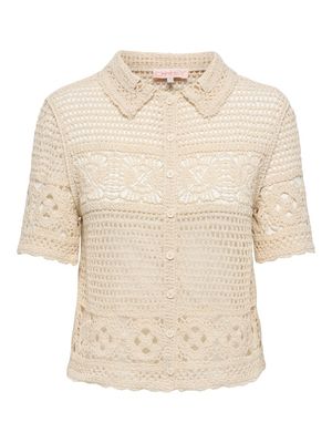 ONLLEILANI S/S EMB TOP WVN EX Creme