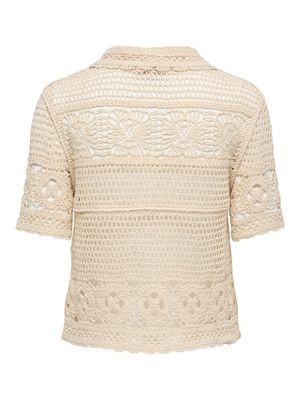 ONLLEILANI S/S EMB TOP WVN EX Creme