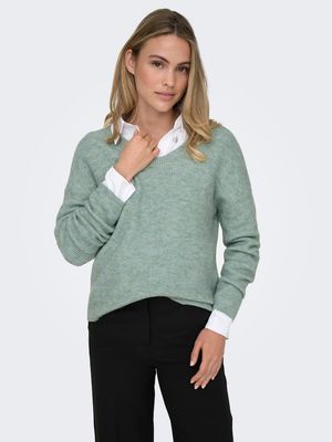 ONLCAMILLA V-NECK L/S PULLOVER KNT NOOS Blue Surf/MELANGE