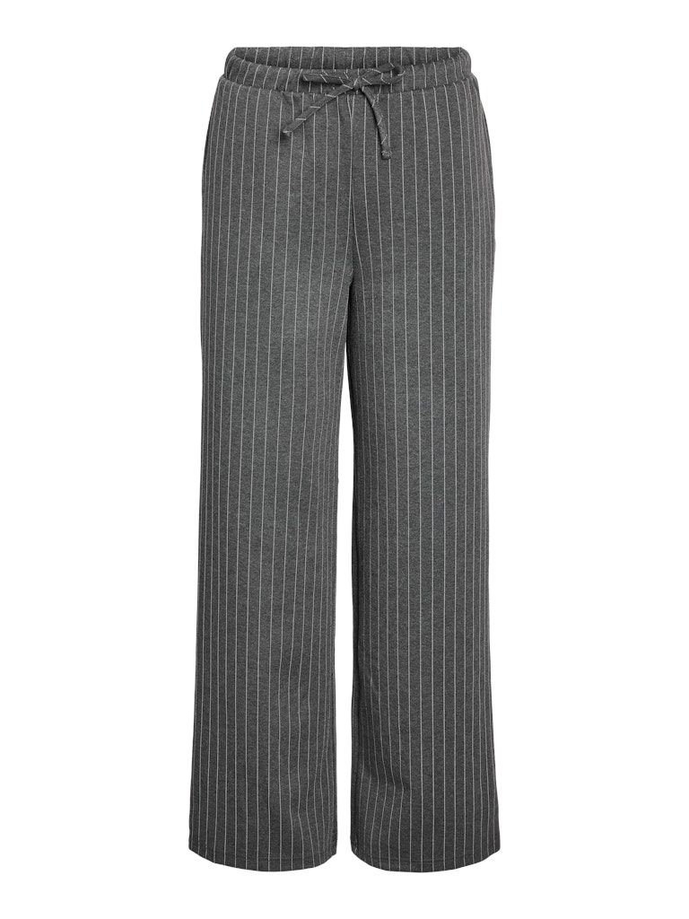NMMIEL NW PINSTRIPE WIDE PANTS JRS FWD Dark Grey Melange/BW