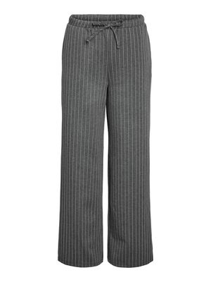 NMMIEL NW PINSTRIPE WIDE PANTS JRS FWD Dark Grey Melange/BW