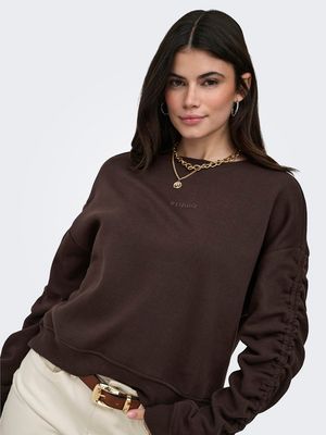 ONLSWEAT L/S RUCHED CREW SWT Coffee Bean/Brown ST