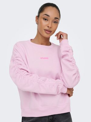 ONLSWEAT L/S RUCHED CREW SWT Winsome Orchid/Pink