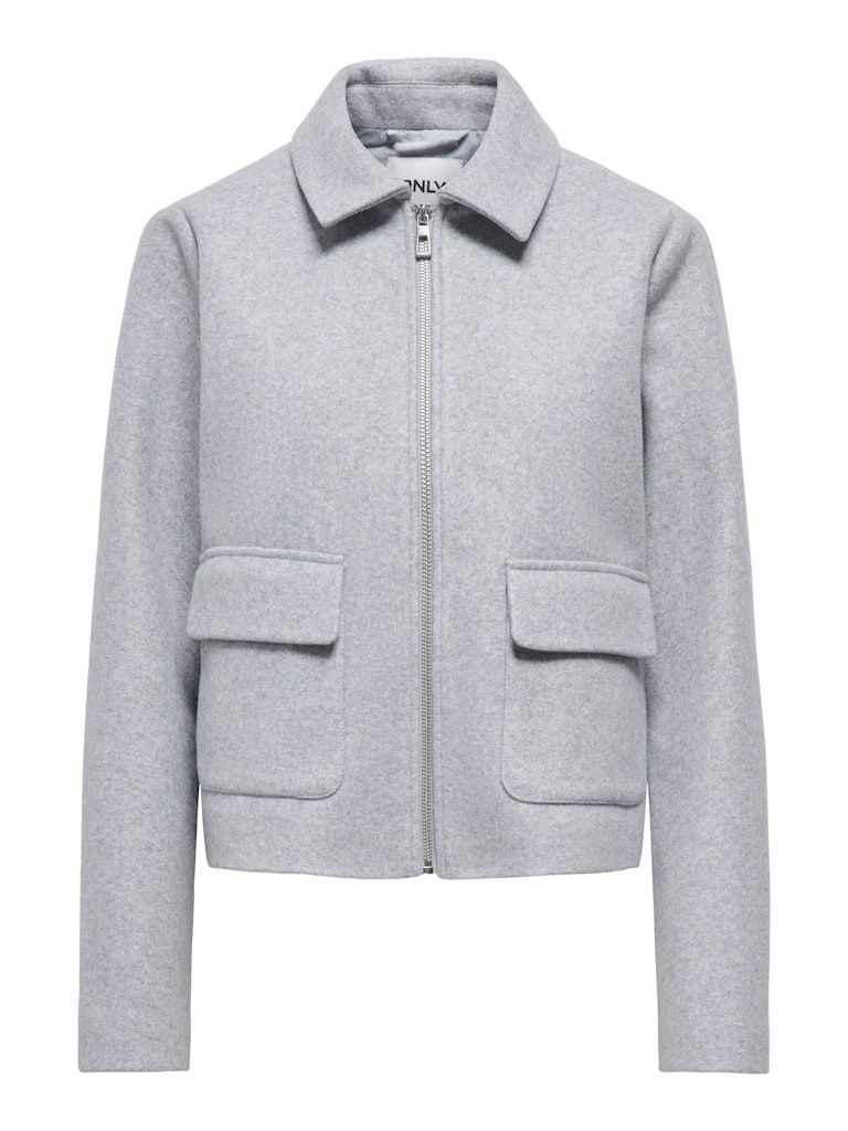 ONLVELA ZIP SHORT JACKET OTW Light Grey Melange