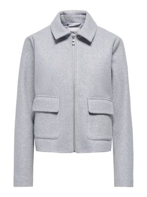 ONLVELA ZIP SHORT JACKET OTW Light Grey Melange