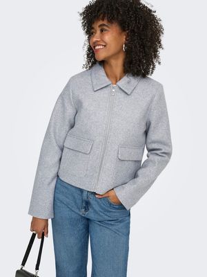 ONLVELA ZIP SHORT JACKET OTW Light Grey Melange