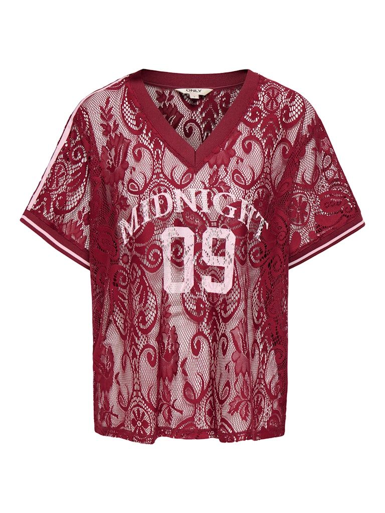 ONLJULES S/S V-NECK LACE TOP WVN EX Tibetan Red-PALE LILAC