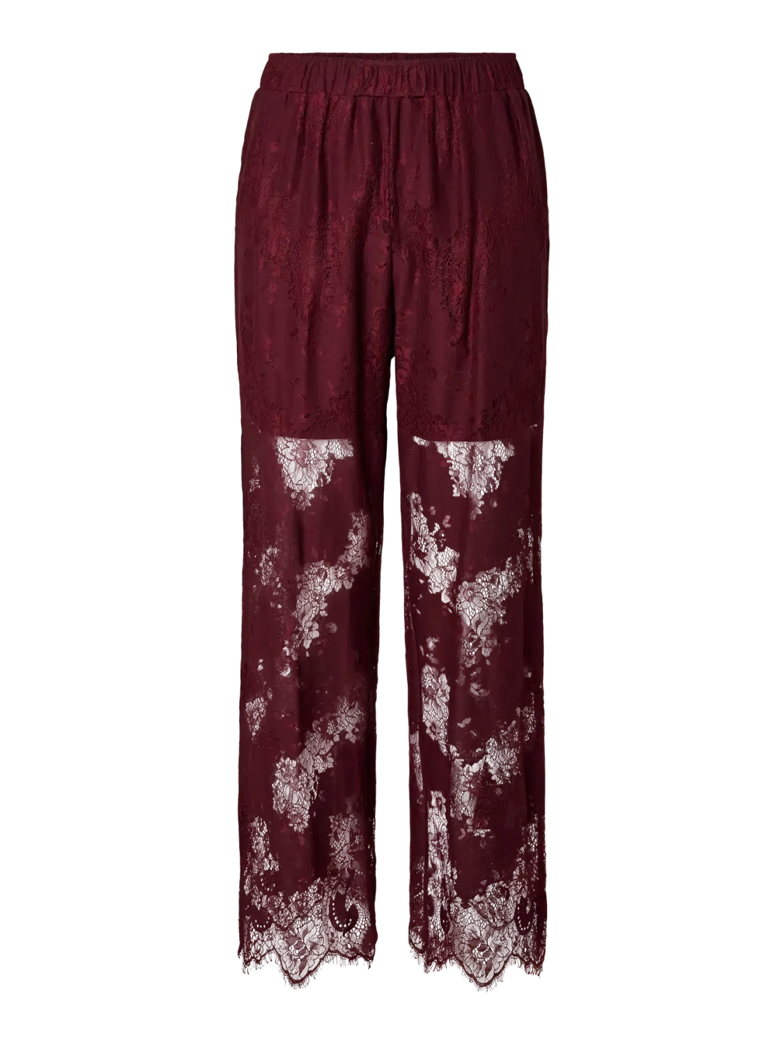 PCRINNE HW STRAIGHT LACE PANTS WVN KCA Tawny Port