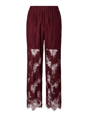 PCRINNE HW STRAIGHT LACE PANTS WVN KCA Tawny Port