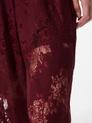 PCRINNE HW STRAIGHT LACE PANTS WVN KCA Tawny Port