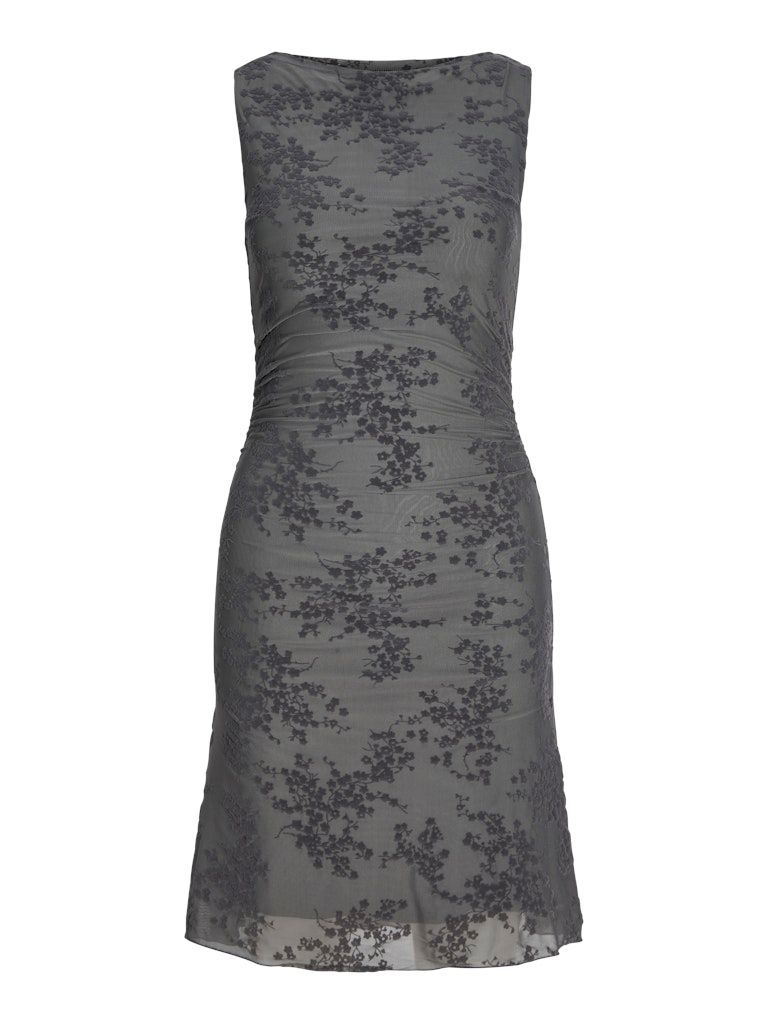 JXJASMIN MINNA FLOCK SL DRESS WVN LN Steel Gray