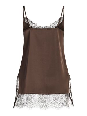 JXVIMA SINGLET SATIN LACE LONG TOP WVN Demitasse