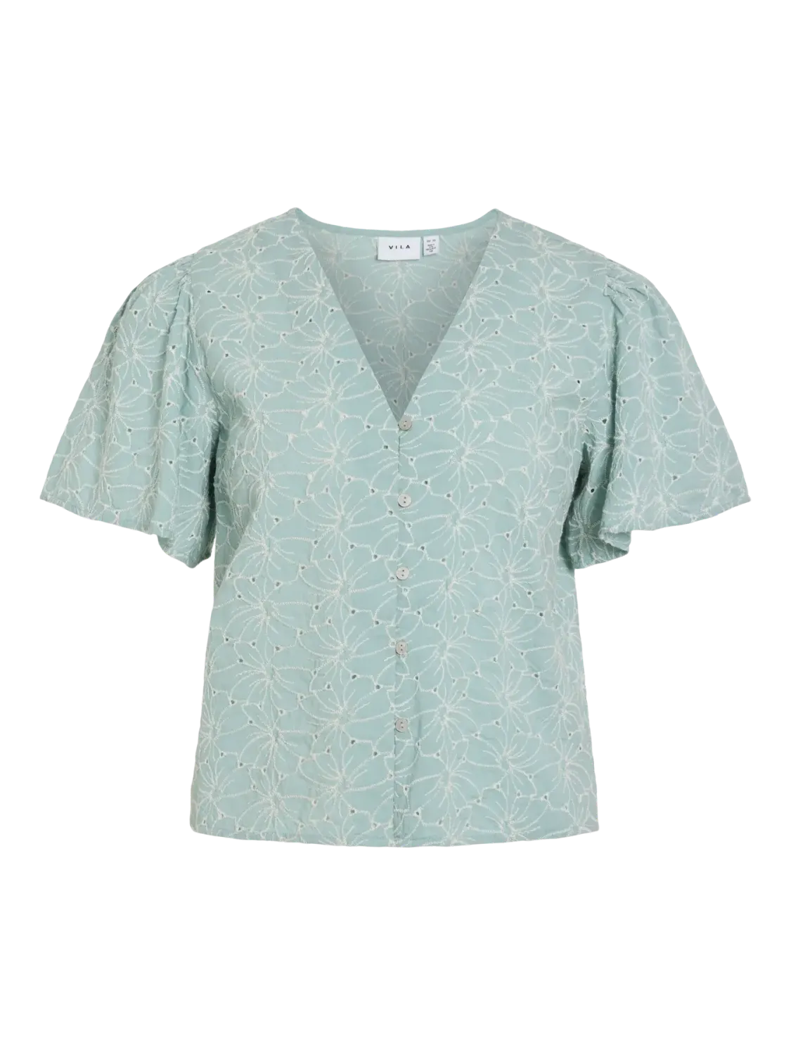 VIZELKA V-NECK S/S SHIRT Blue Surf/SNOW WHITE
