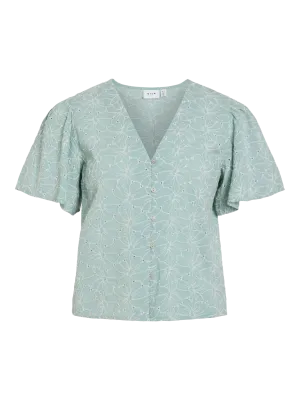 VIZELKA V-NECK S/S SHIRT Blue Surf/SNOW WHITE