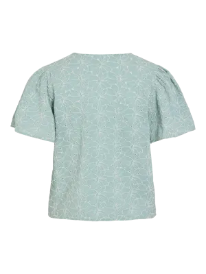VIZELKA V-NECK S/S SHIRT Blue Surf/SNOW WHITE