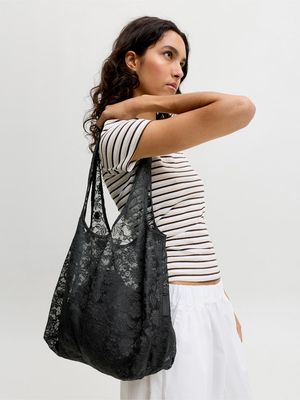 JXLUNA LACE TOTE BAG ACC LN Black