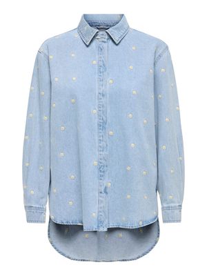 ONLVERA LS DAISY EMB DNM SHIRT QYT Medium Blue Denim