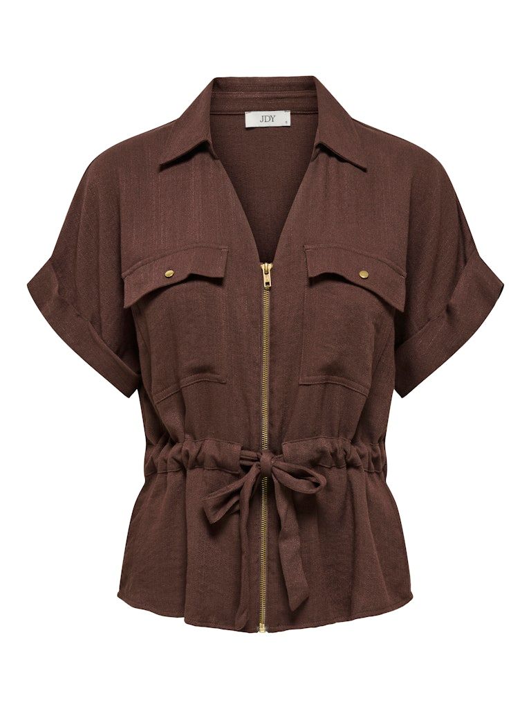 JDYMILLE S/S ZIP SHIRT WVN NOOS Chicory Coffee