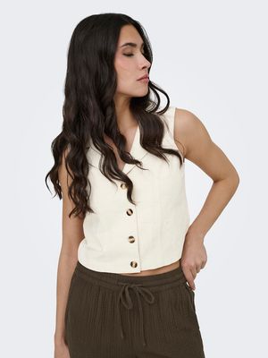 JDYMILAN LINEN S/L WAISTCOAT WVN NOOS Oatmeal/MELANGE