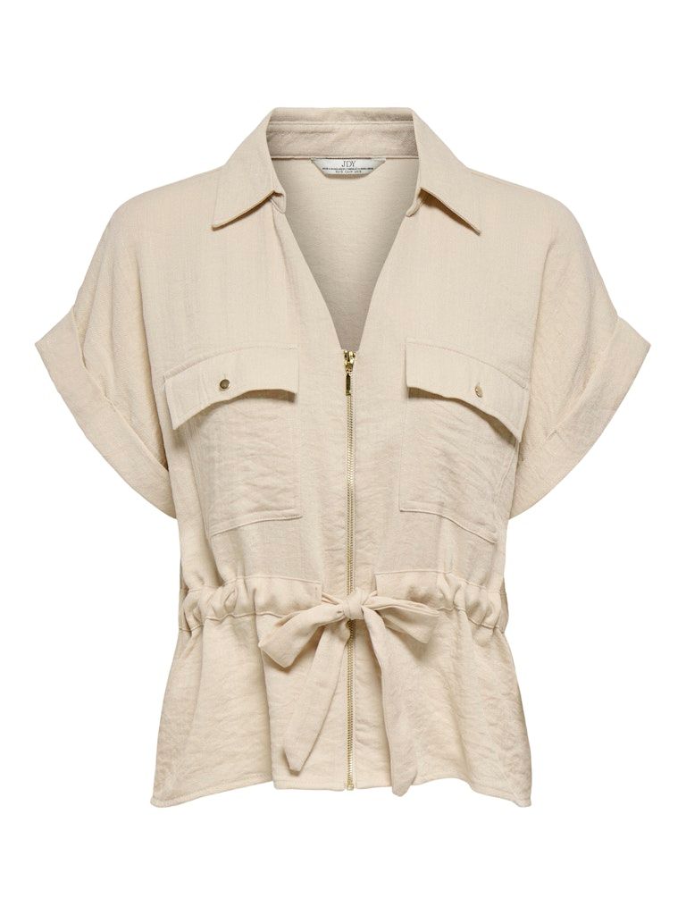 JDYMILLE S/S ZIP SHIRT WVN NOOS Sandshell