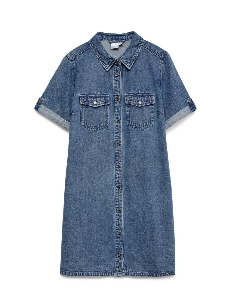 VMJENNIE SS SHORT DENIM DRESS GA NOOS Medium Blue Denim