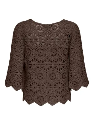 JDYEMMELIE 2/4 CROCHET CARDIGAN JRS Chocolate Brown