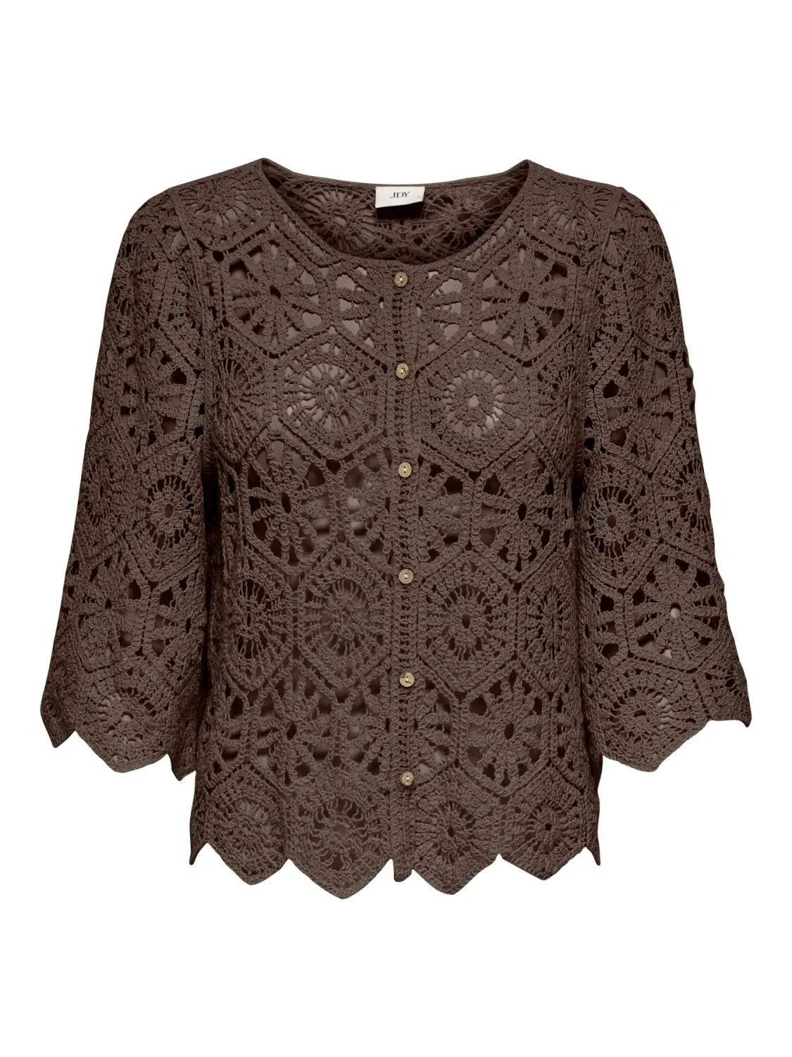 JDYEMMELIE 2/4 CROCHET CARDIGAN JRS Chocolate Brown