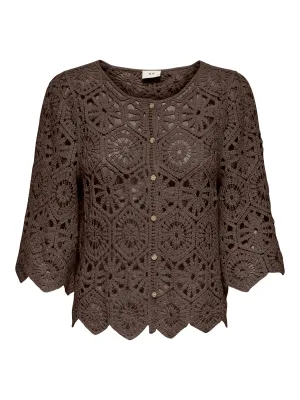JDYEMMELIE 2/4 CROCHET CARDIGAN JRS Chocolate Brown