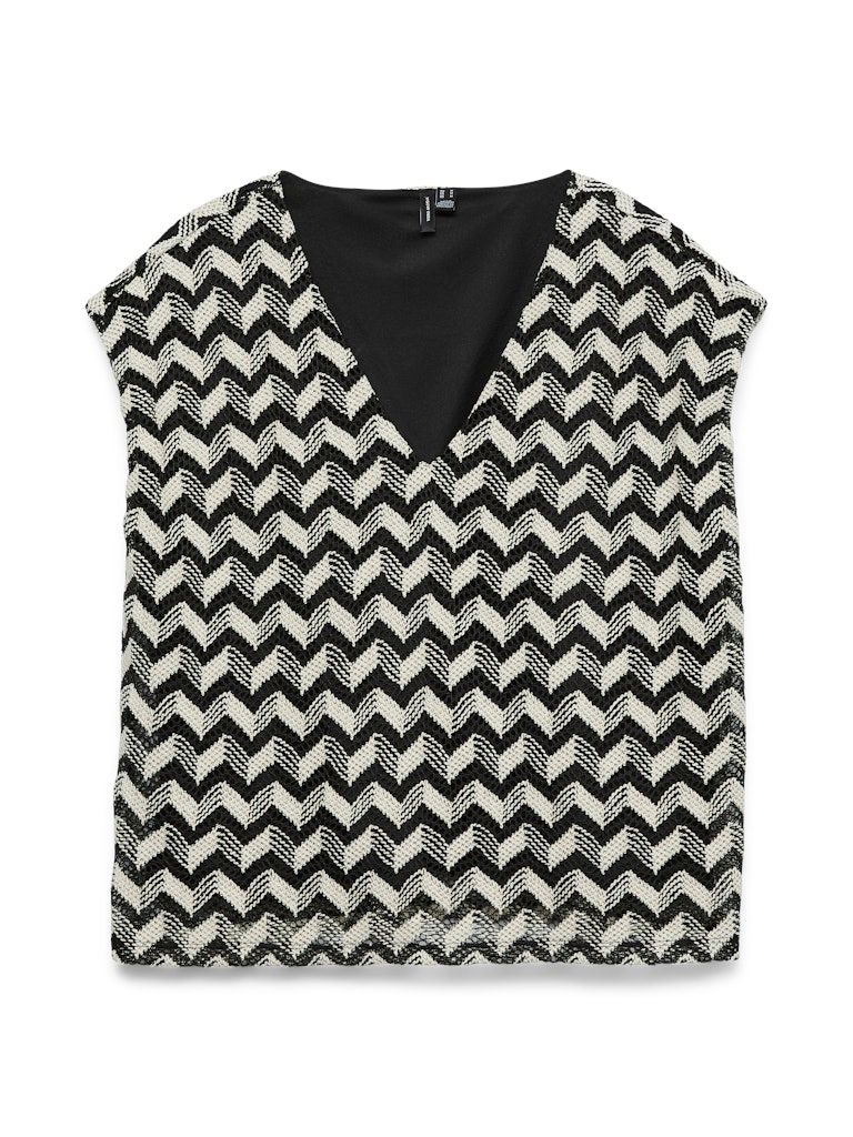 VMTIKKA CS V-NECK TOP JRS Black-Birch blend