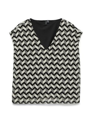 VMTIKKA CS V-NECK TOP JRS Black-Birch blend