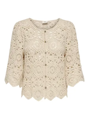 JDYEMMELIE 2/4 CROCHET CARDIGAN JRS Sandshell