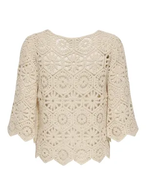 JDYEMMELIE 2/4 CROCHET CARDIGAN JRS Sandshell