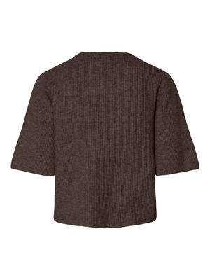 PCSILLY SS O-NECK KNIT CARDIGAN NOOS BC Hot Fudge-MELANGE