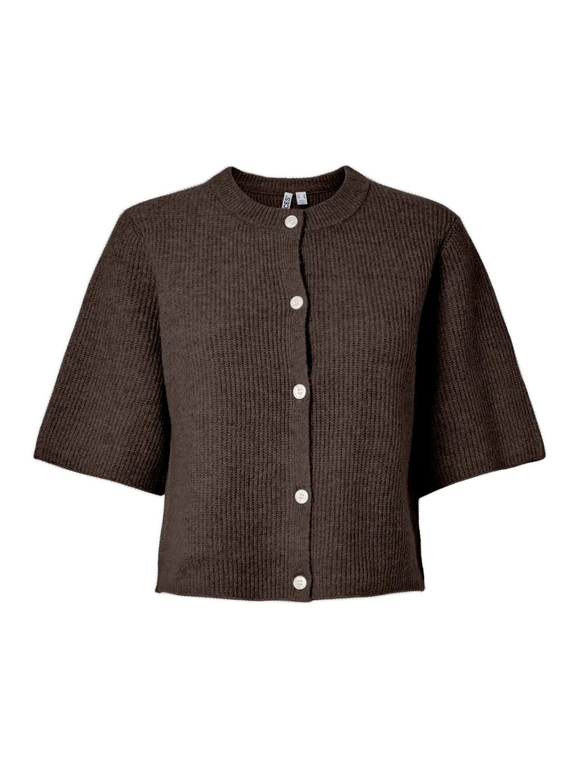PCSILLY SS O-NECK KNIT CARDIGAN NOOS BC Hot Fudge-MELANGE
