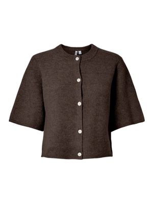 PCSILLY SS O-NECK KNIT CARDIGAN NOOS BC Hot Fudge-MELANGE