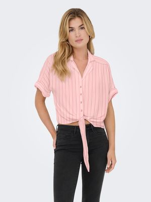 ONLPAULA LIFE S/S TIE SHIRT WVN NOOS Romance Rose/SANGRIA