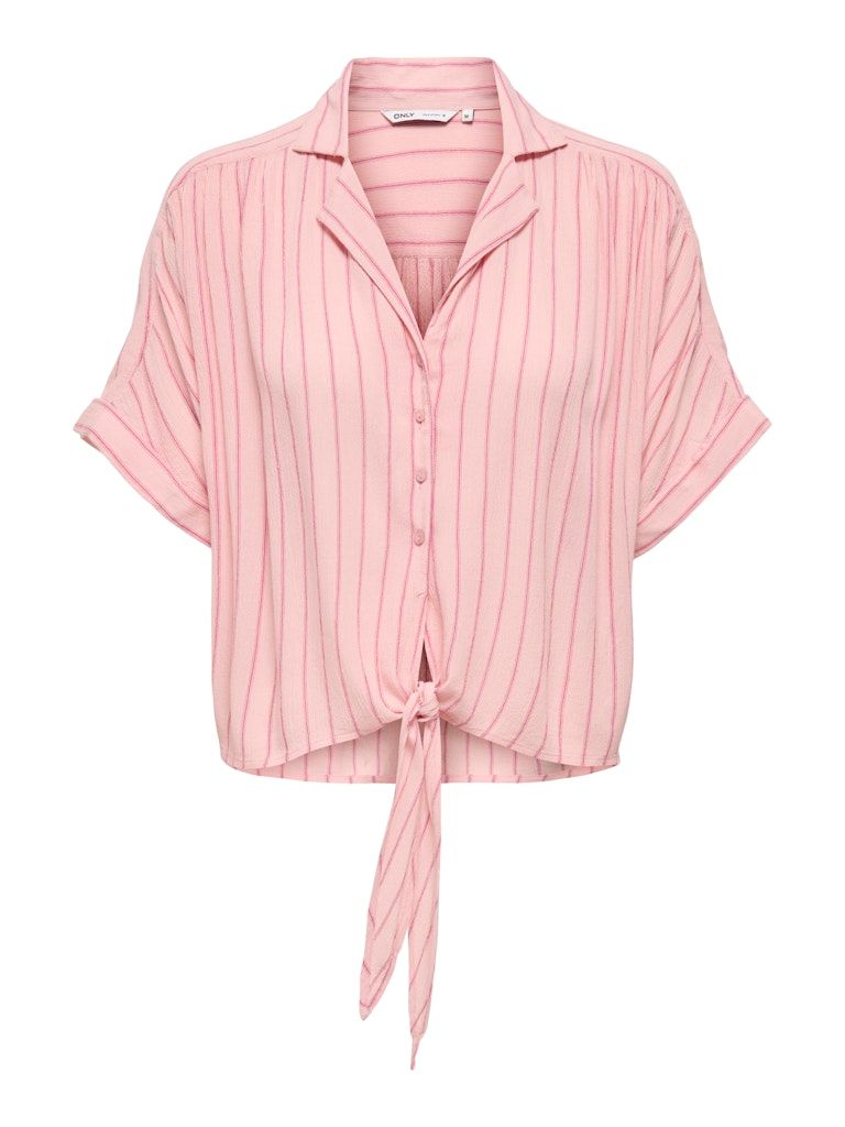 ONLPAULA LIFE S/S TIE SHIRT WVN NOOS Romance Rose/SANGRIA