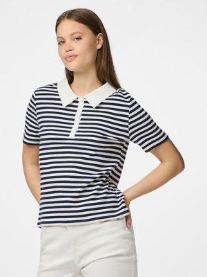 PCDONNA SS RIB POLO TOP JRS D2D Maritime Blue/Cloud