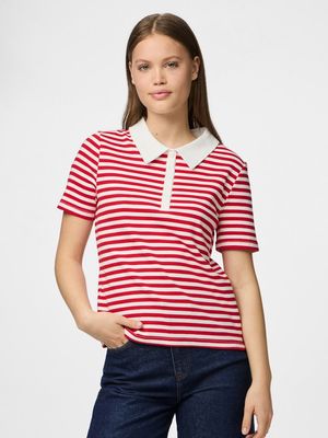 PCDONNA SS RIB POLO TOP JRS D2D Goji Berry/Cloud dan