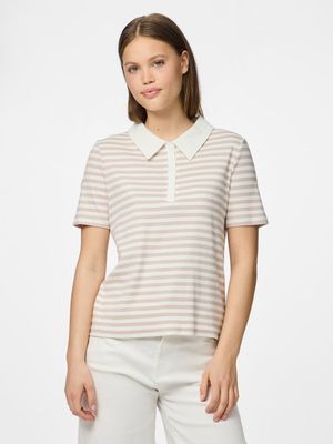 PCDONNA SS RIB POLO TOP JRS D2D Silver Gray/Cloud da