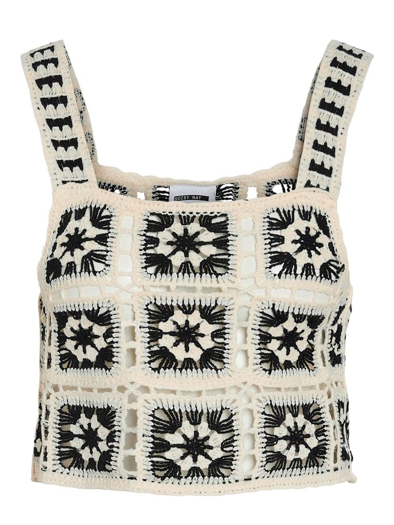 NMTAMINNA CROCHET TOP Birch/BLACK CROCHET