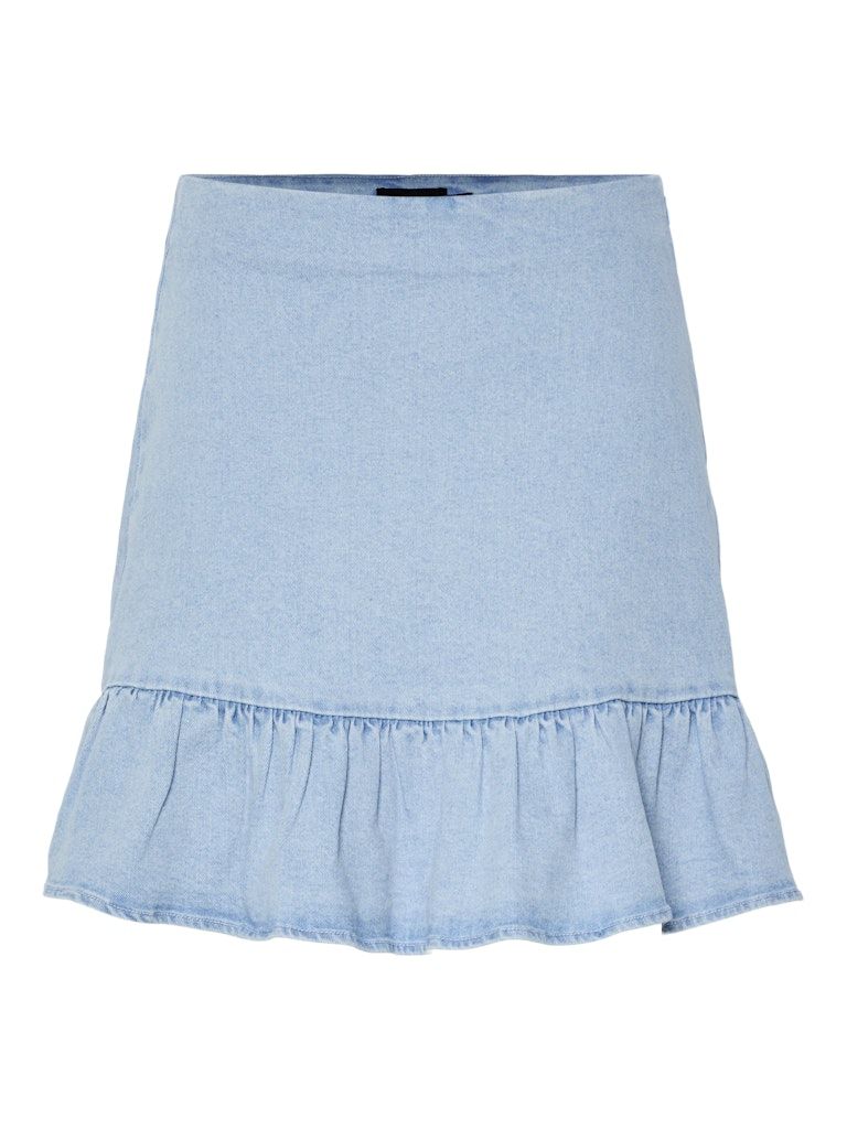 PCMONICA MW SHORT DENIM SKIRT D2D FSY Light Blue Denim